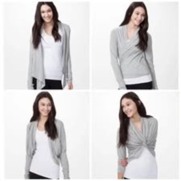 Ivivva Girl by Lululemon 🍋 Four's A Charm Wrap Sweater Blue Knit  size 8 - Picture 3 of 6